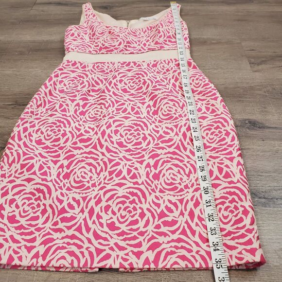 Maggy London Pink Floral Empire Waist Sheath Dress 4 Preppy Career Party Barbie - Picture 6 of 13